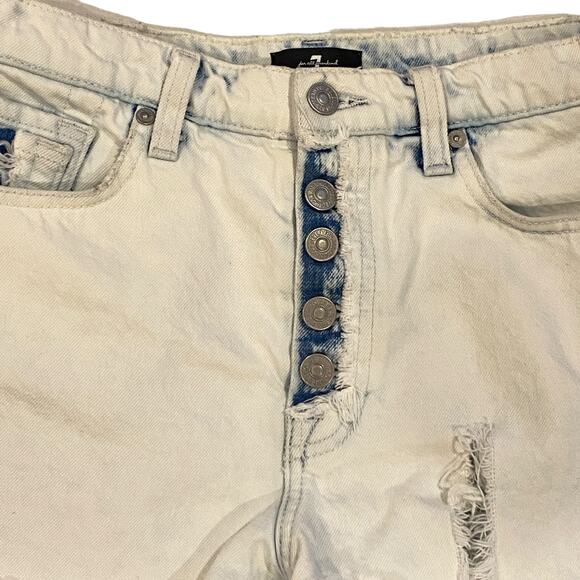 7 For All Mankind Shorts Womens Sz 28 Acid Washed Cut off Destroyed Daisy Dukes - Picture 3 of 11